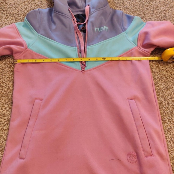 Neff Women's Pullover Hoodie Sweatshirt Quarter Zip Color Block Zip Pockets - Picture 5 of 6